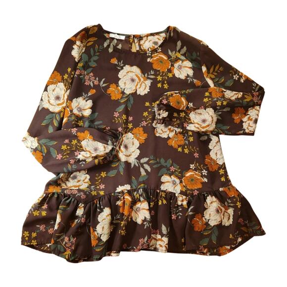 🌼 Maurice's‎ Floral Ruffle Hem Blouse – Size Large - Picture 1 of 3